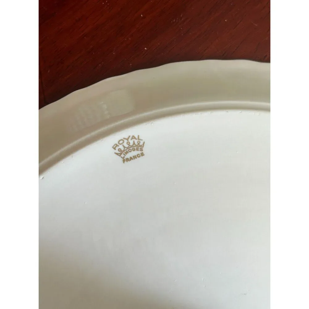 Vintage Limoges France Porcelain Gold Rose Cake Stand/Pedestal Plate - Picture 5 of 6